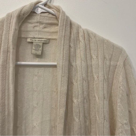 WHITE + WARREN Ivory Cable knit Cashmere Open
Cardigan L - Picture 3 of 4